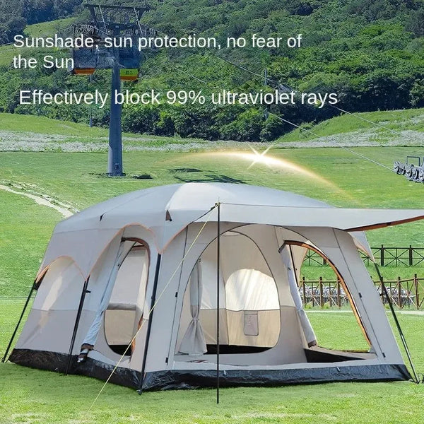 big tents with rooms Outdoor Camping Tent – 2 Bedrooms + 1 Living Room, 201T Polyester, 3 Sizes