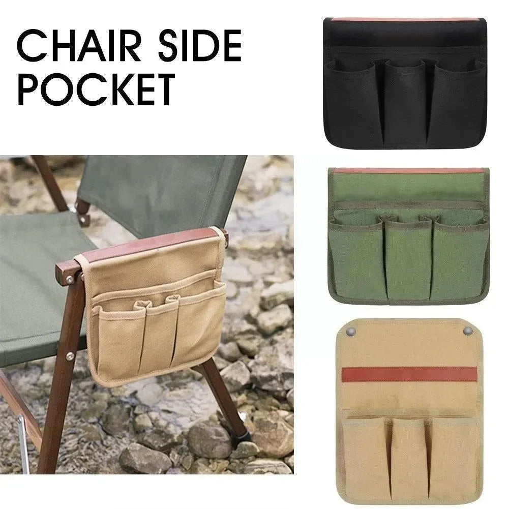 Outdoor Chair Side Pocket - Portable Armrest Hanging Bag for Camping, BBQ, Gardening, Fishing - Wear-Resistant Storage Bag - Trekker Essentials
