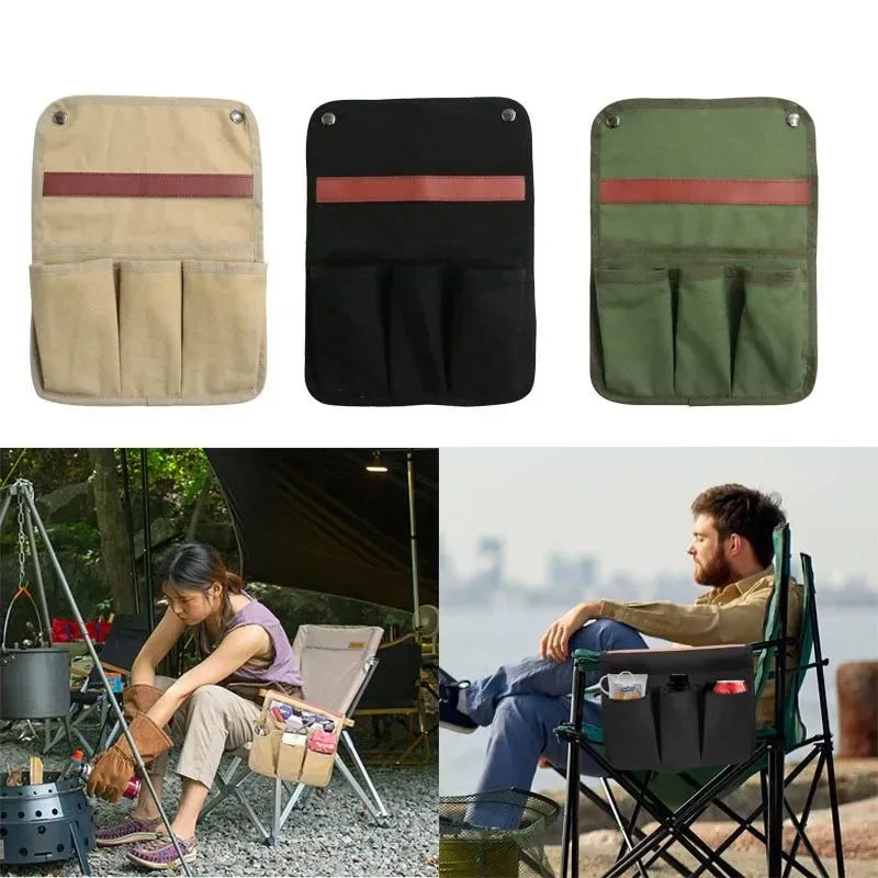 Outdoor Chair Side Pocket - Portable Armrest Hanging Bag for Camping, BBQ, Gardening, Fishing - Wear-Resistant Storage Bag - Trekker Essentials