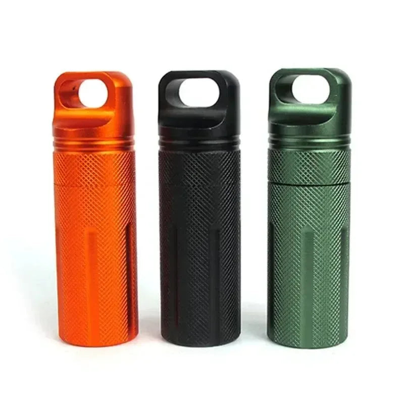 Outdoor CNC Waterproof Emergency First Aid Kits - Aluminum Pill Bottle & Survival EDC Storage Tank - Trekker Essentials