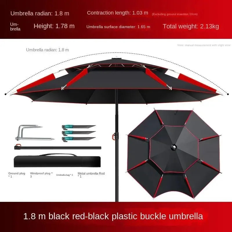 Outdoor Fishing Umbrella 1.8-2.6m Foldable Waterproof Sunproof - Trekker Essentials
