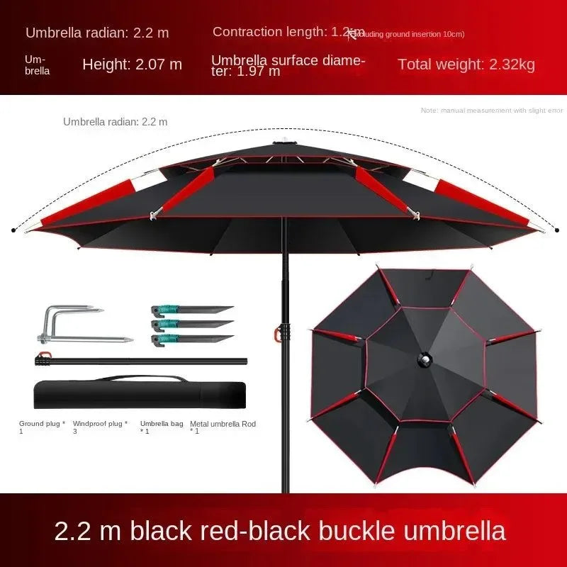 Outdoor Fishing Umbrella 1.8-2.6m Foldable Waterproof Sunproof - Trekker Essentials