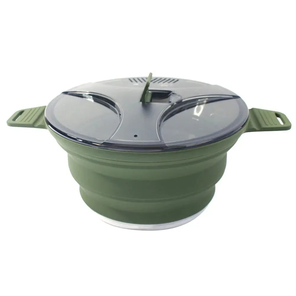 Outdoor Folding Silicone Kettle: Portable Mini Boiling Water Pot with Handle for Camping, Travel, and Picnics - Trekker Essentials