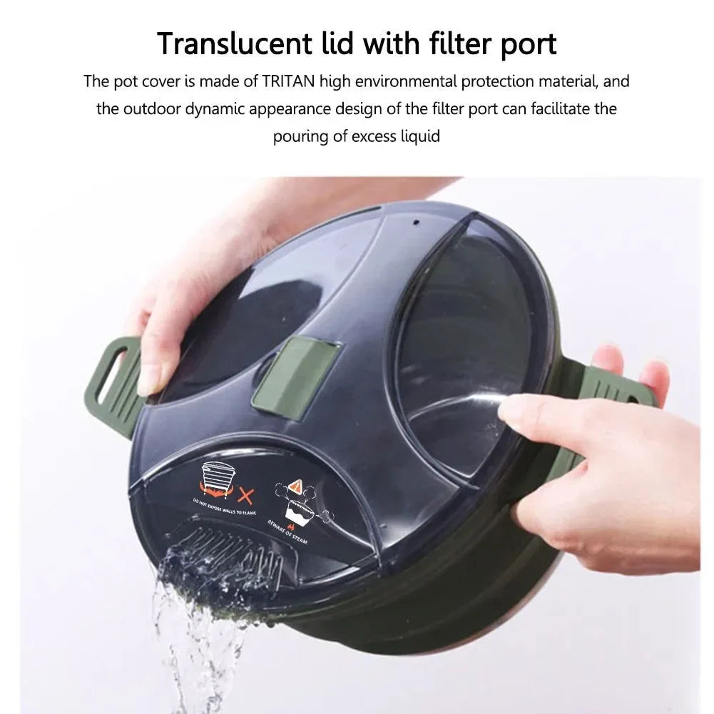 Outdoor Folding Silicone Kettle: Portable Mini Boiling Water Pot with Handle for Camping, Travel, and Picnics - Trekker Essentials