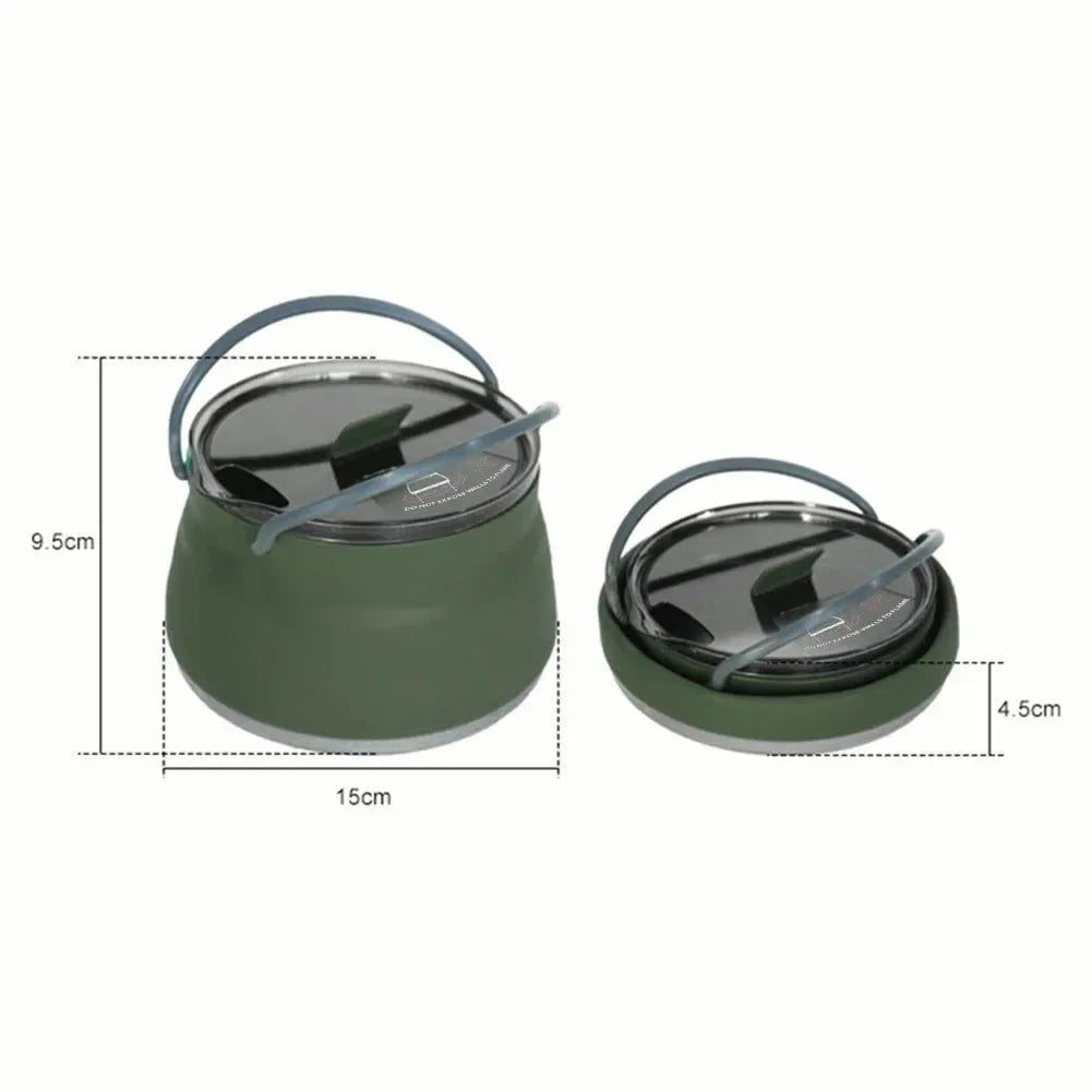 Outdoor Folding Silicone Kettle: Portable Mini Boiling Water Pot with Handle for Camping, Travel, and Picnics - Trekker Essentials