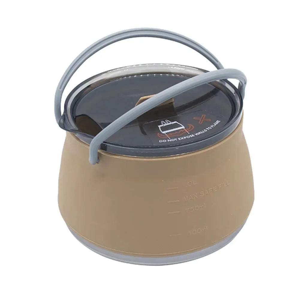 Outdoor Folding Silicone Kettle: Portable Mini Boiling Water Pot with Handle for Camping, Travel, and Picnics - Trekker Essentials