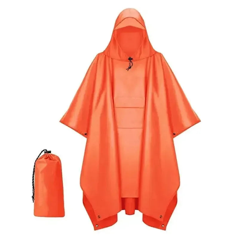 Outdoor Hooded Rain Poncho with Pocket - Waterproof Lightweight Unisex Raincoat for Hiking, Camping, Emergency - Trekker Essentials