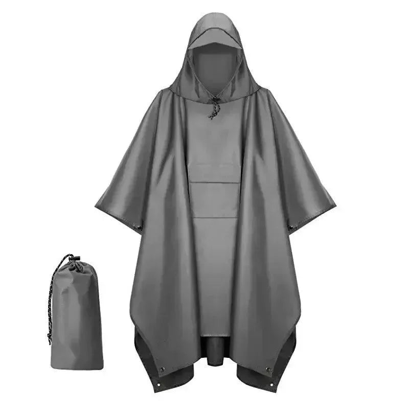 Outdoor Hooded Rain Poncho with Pocket - Waterproof Lightweight Unisex Raincoat for Hiking, Camping, Emergency - Trekker Essentials
