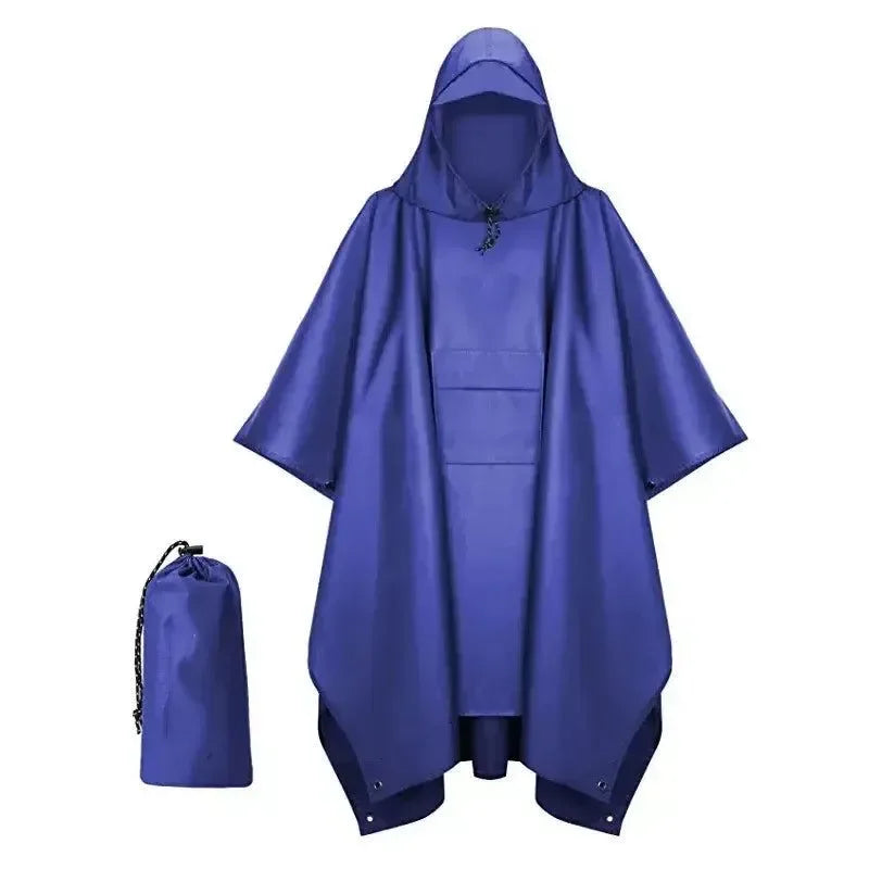 Outdoor Hooded Rain Poncho with Pocket - Waterproof Lightweight Unisex Raincoat for Hiking, Camping, Emergency - Trekker Essentials