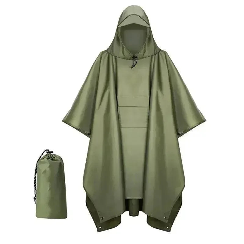 Outdoor Hooded Rain Poncho with Pocket - Waterproof Lightweight Unisex Raincoat for Hiking, Camping, Emergency - Trekker Essentials