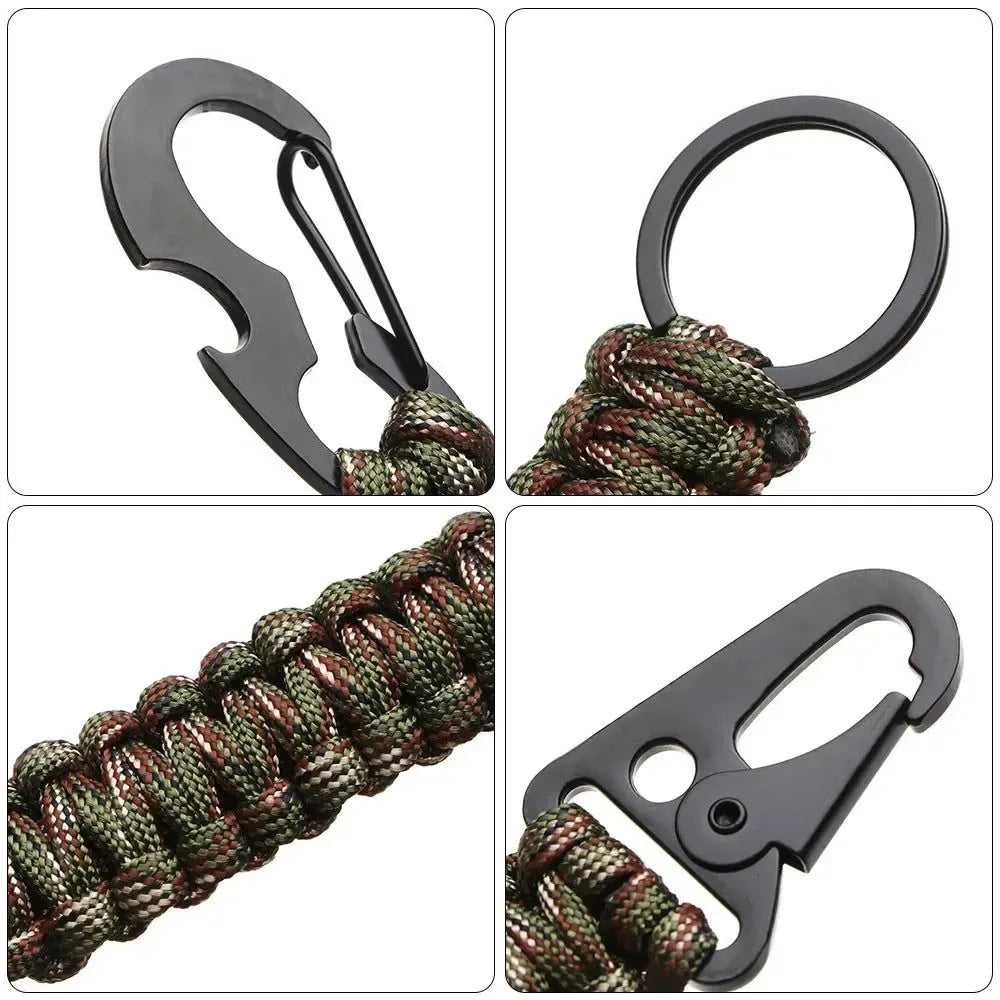 Outdoor Keychain Ring - Multi-Functional Camping Carabiner with Paracord Rope - Trekker Essentials