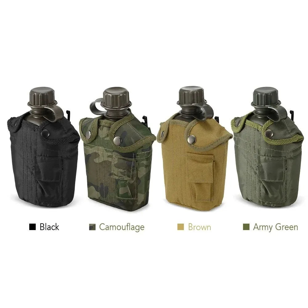 Outdoor Military Tactical Water Bottle - 1L Capacity, Army Canteen Kettle Set - Trekker Essentials