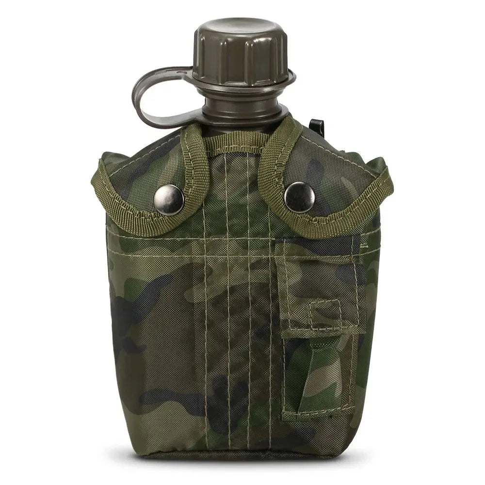 Outdoor Military Tactical Water Bottle - 1L Capacity, Army Canteen Kettle Set - Trekker Essentials