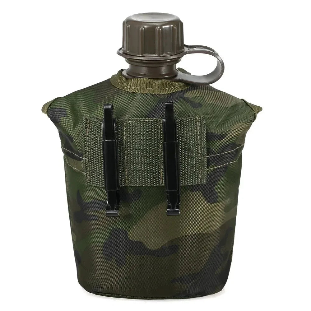 Outdoor Military Tactical Water Bottle - 1L Capacity, Army Canteen Kettle Set - Trekker Essentials