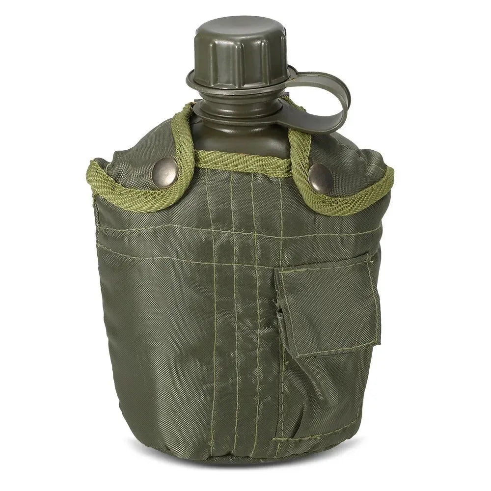 Outdoor Military Tactical Water Bottle - 1L Capacity, Army Canteen Kettle Set - Trekker Essentials