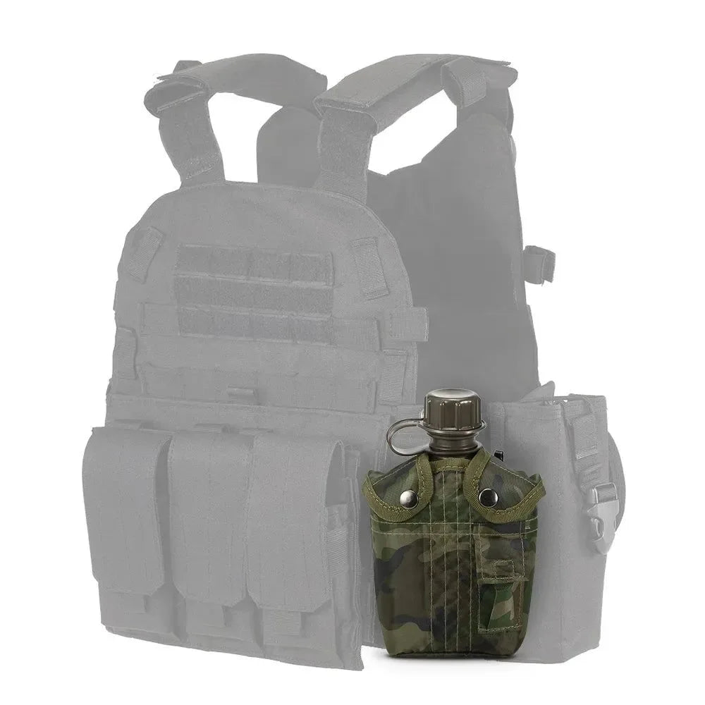 Outdoor Military Tactical Water Bottle - 1L Capacity, Army Canteen Kettle Set - Trekker Essentials