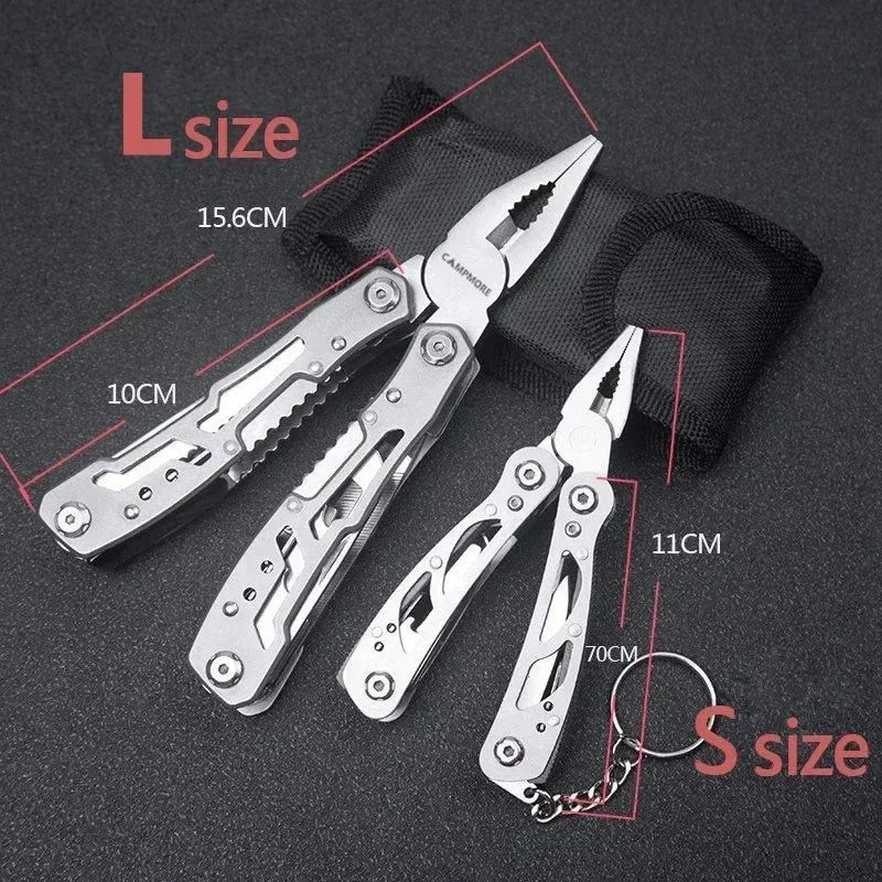 Outdoor Multitool Camping Portable Stainless Steel EDC Folding Multifunction Tools - Emergency Survival Knife Pliers - Trekker Essentials