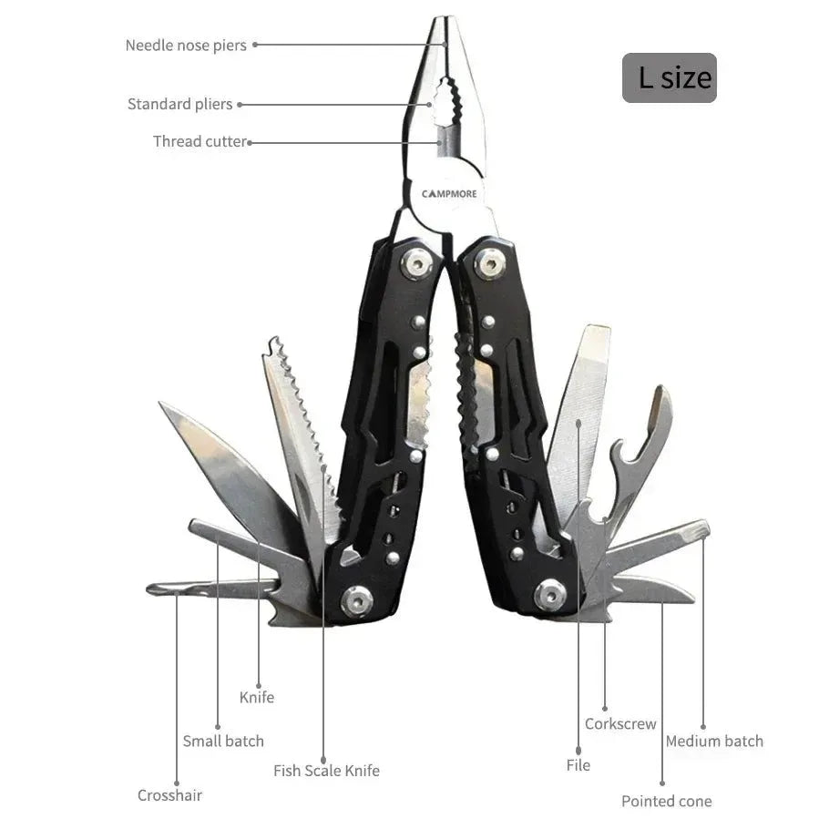 Outdoor Multitool Camping Portable Stainless Steel EDC Folding Multifunction Tools - Emergency Survival Knife Pliers - Trekker Essentials