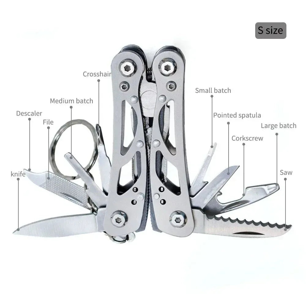 Outdoor Multitool Camping Portable Stainless Steel EDC Folding Multifunction Tools - Emergency Survival Knife Pliers - Trekker Essentials
