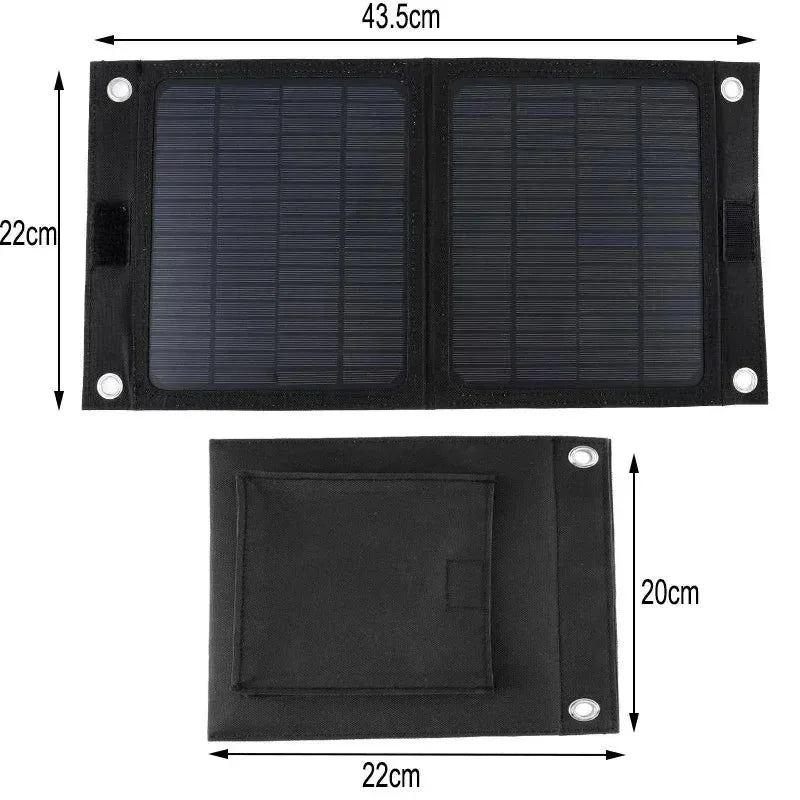 Outdoor Portable 12V 50W Folding Solar Panel Charger | Foldable Solar Cell Power Bank for Mobile Phone Hiking Battery with USB Port - Trekker Essentials