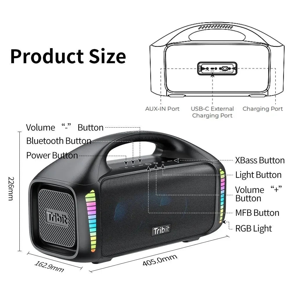 Outdoor Portable Bluetooth Speaker - IPX7 Waterproof Party and Camping Speaker with 30H Playtime - Trekker Essentials