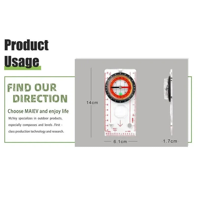 Outdoor Professional Portable Magnifying Compass with Ruler Scale - Perfect for Scout, Hiking, Camping, and Orienteering - Trekker Essentials