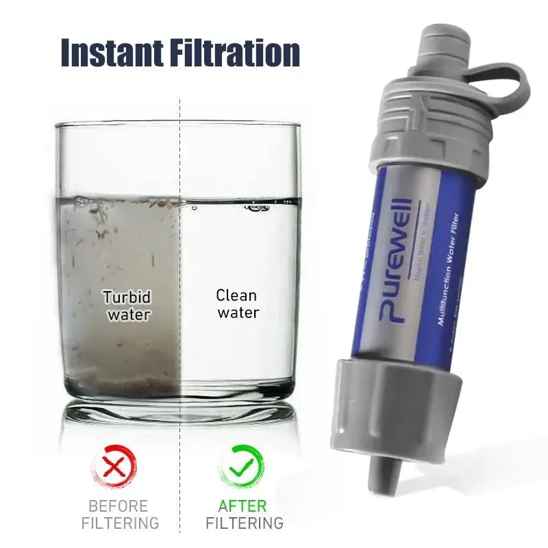 Outdoor Purification Water Filter Straw - Essential Camping Equipment Water Purifier for Survival and Emergency Supplies - Trekker Essentials
