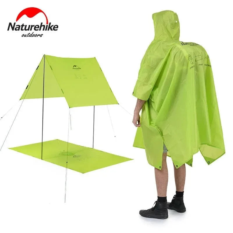 Outdoor Raincoat Windbreaker 3-in-1 Multifunction Camping & Hiking Waterproof Poncho Nylon Travel Awning Mat - Trekker Essentials