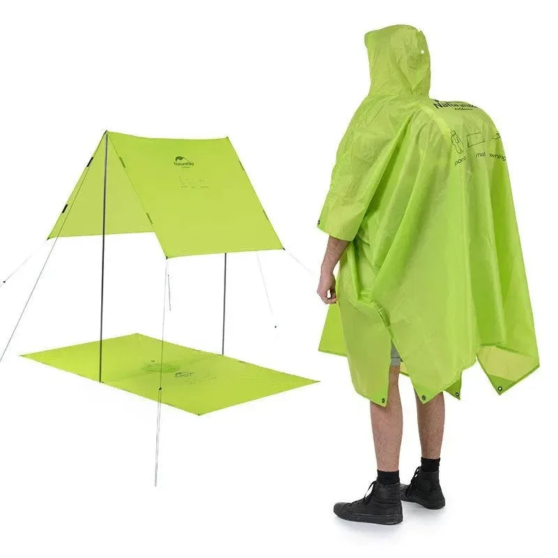 Outdoor Raincoat Windbreaker 3-in-1 Multifunction Camping & Hiking Waterproof Poncho Nylon Travel Awning Mat - Trekker Essentials