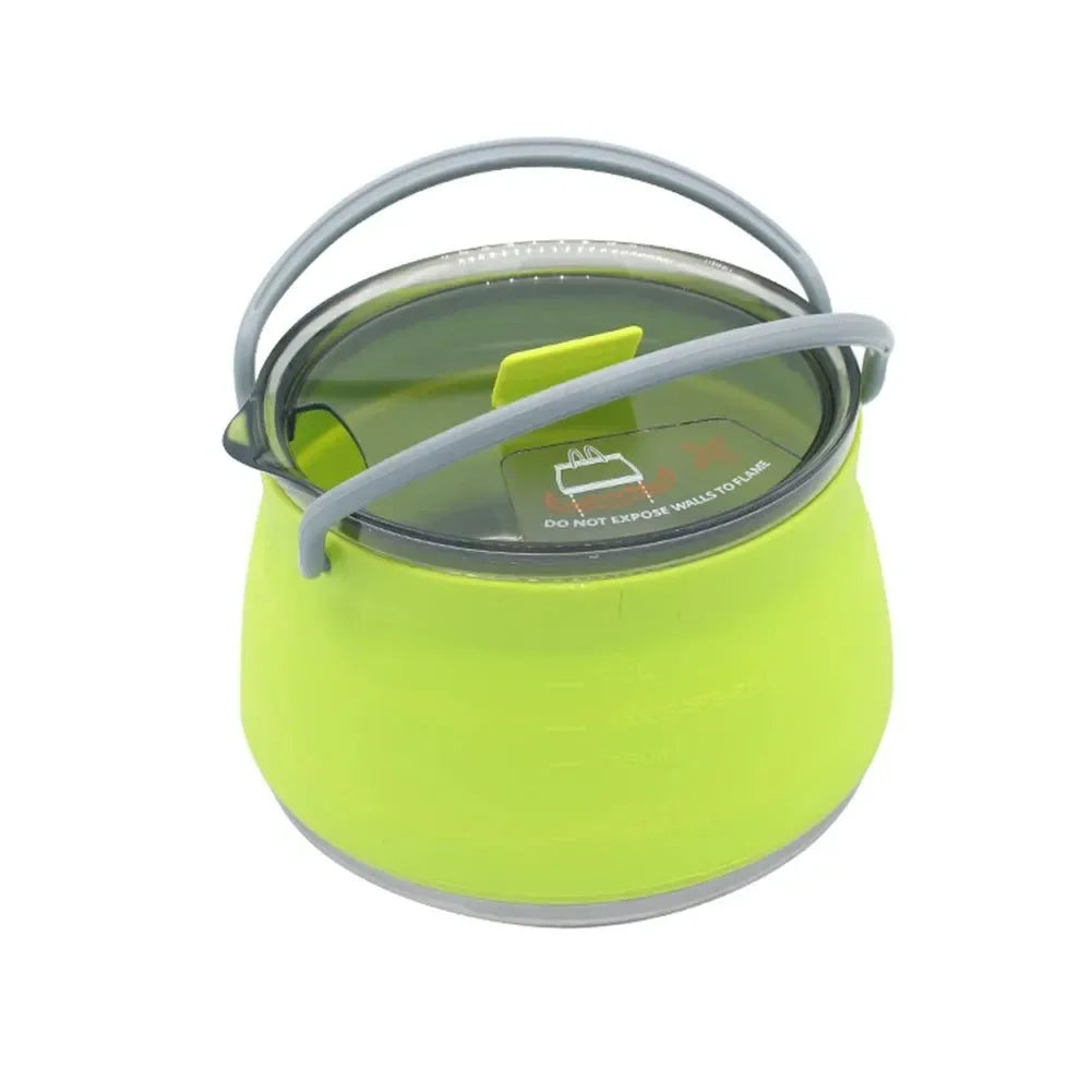 Outdoor Silicone Folding Kettle: Portable Camping Teapot with Handle for Travel, Fishing, and Boiling Water - Trekker Essentials