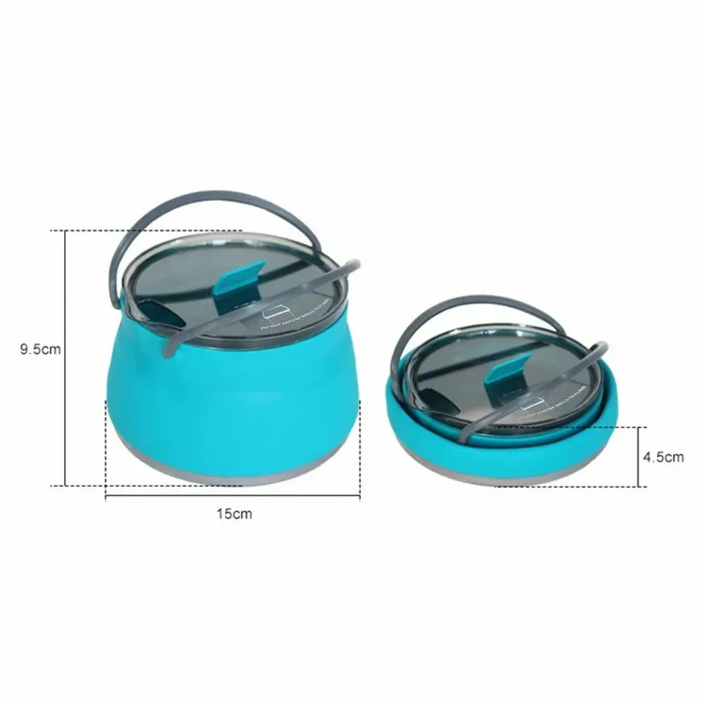 Outdoor Silicone Folding Kettle: Portable Camping Teapot with Handle for Travel, Fishing, and Boiling Water - Trekker Essentials