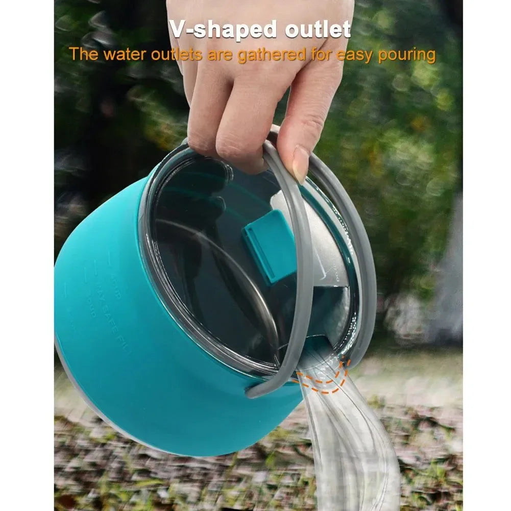 Outdoor Silicone Folding Kettle: Portable Camping Teapot with Handle for Travel, Fishing, and Boiling Water - Trekker Essentials