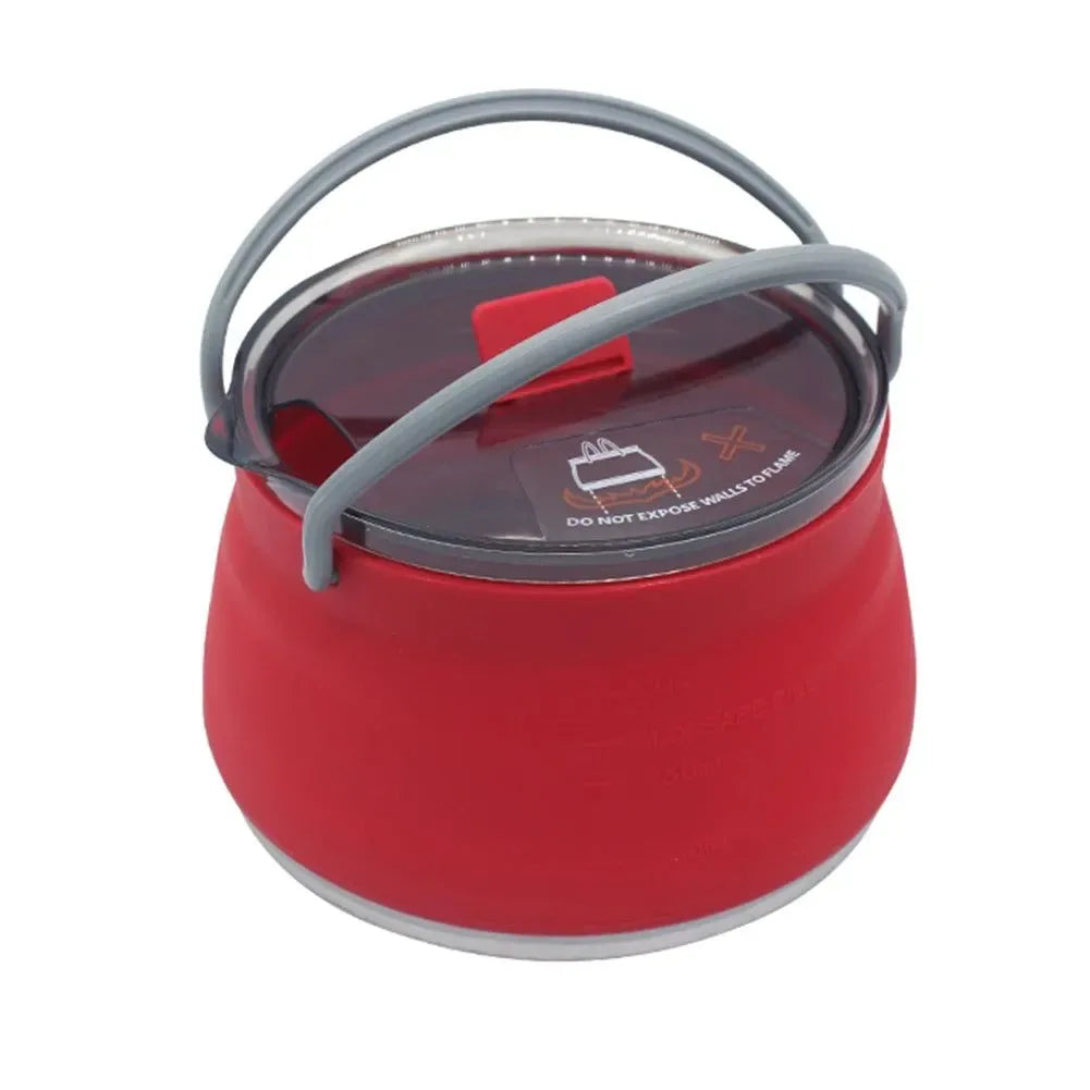 Outdoor Silicone Folding Kettle: Portable Camping Teapot with Handle for Travel, Fishing, and Boiling Water - Trekker Essentials