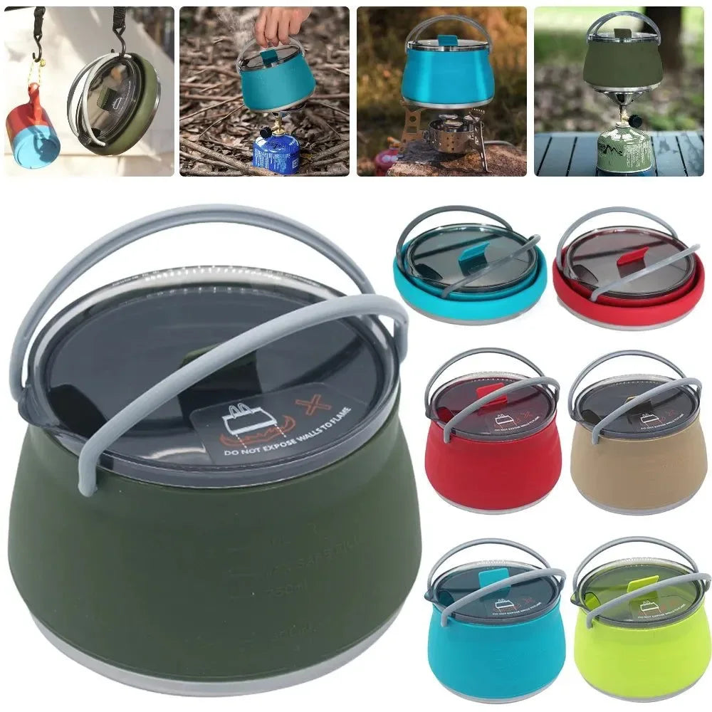 Outdoor Silicone Folding Kettle: Portable Camping Teapot with Handle for Travel, Fishing, and Boiling Water - Trekker Essentials