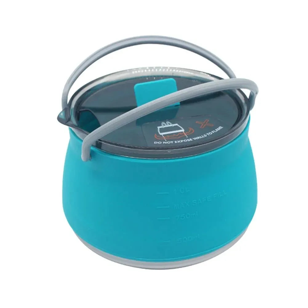 Outdoor Silicone Folding Kettle: Portable Camping Teapot with Handle for Travel, Fishing, and Boiling Water - Trekker Essentials
