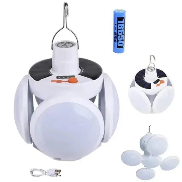 Outdoor Solar Folding Light Portable USB Rechargeable LED Bulb Search Lights - Trekker Essentials