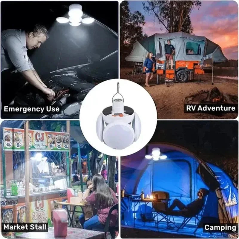 Outdoor Solar Folding Light Portable USB Rechargeable LED Bulb Search Lights - Trekker Essentials
