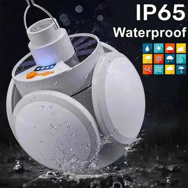 Outdoor Solar Folding Light Portable USB Rechargeable LED Bulb Search Lights - Trekker Essentials