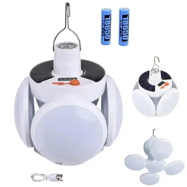 Outdoor Solar Folding Light Portable USB Rechargeable LED Bulb Search Lights - Trekker Essentials