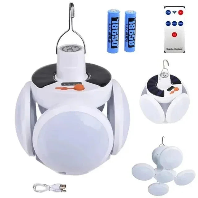 Outdoor Solar Folding Light Portable USB Rechargeable LED Bulb Search Lights - Trekker Essentials