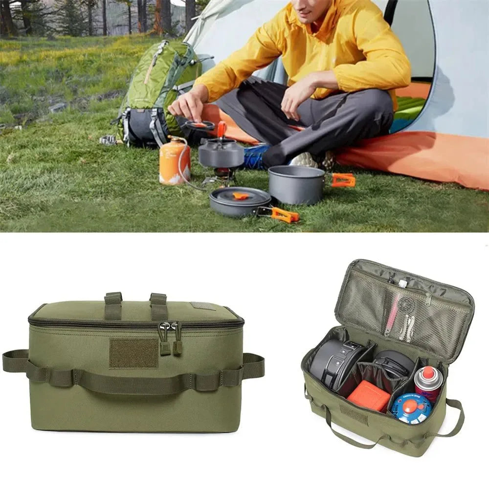 Outdoor Storage Bag for Camping Gas Canister and Cookware | Picnic Tools Organizer Carrier - Trekker Essentials