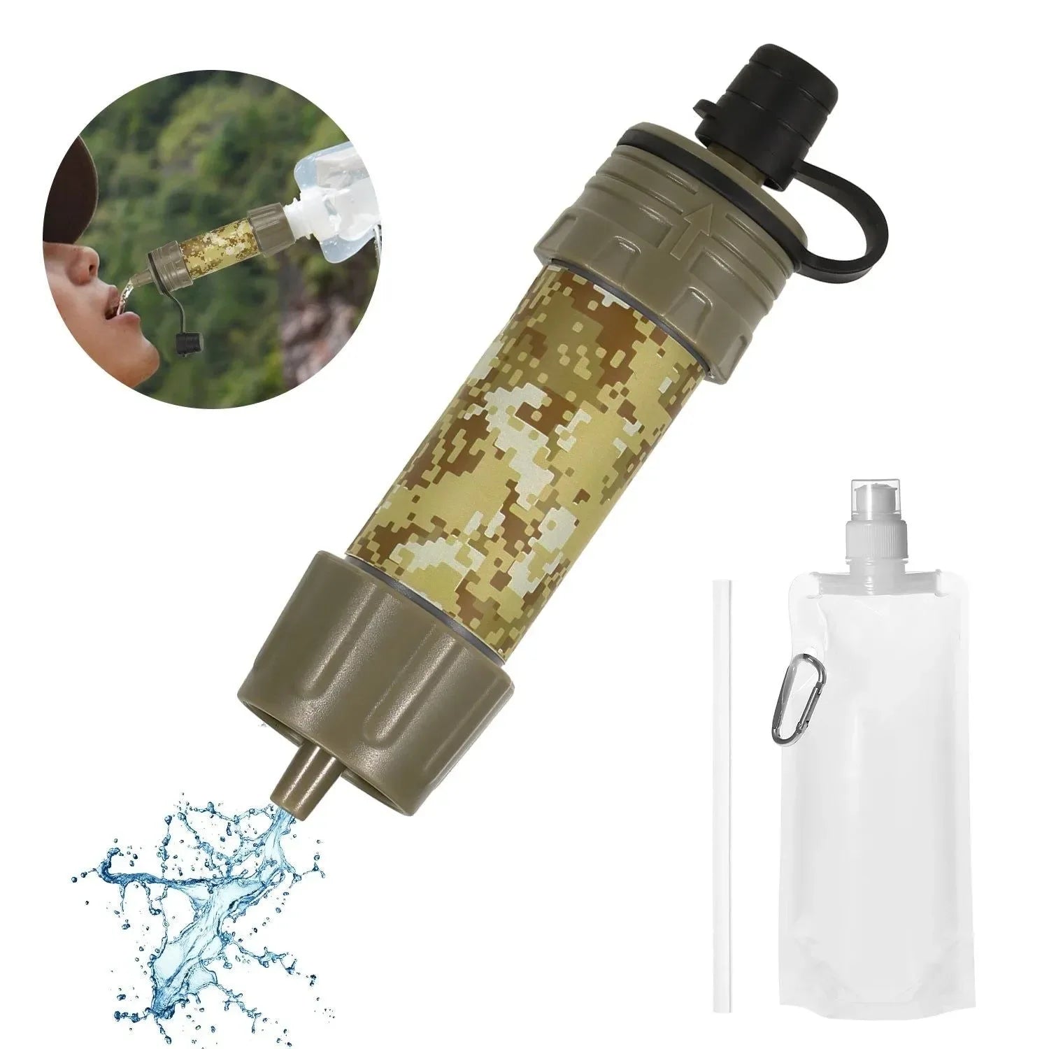 Outdoor Survival Water Purifier - Mini Filter Straw for Emergency Life - Trekker Essentials