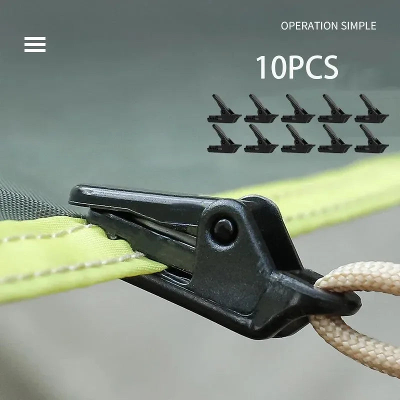 Outdoor Tarpaulin Clips - Camping Awning Wind Rope Clamps (10Pcs) - Trekker Essentials