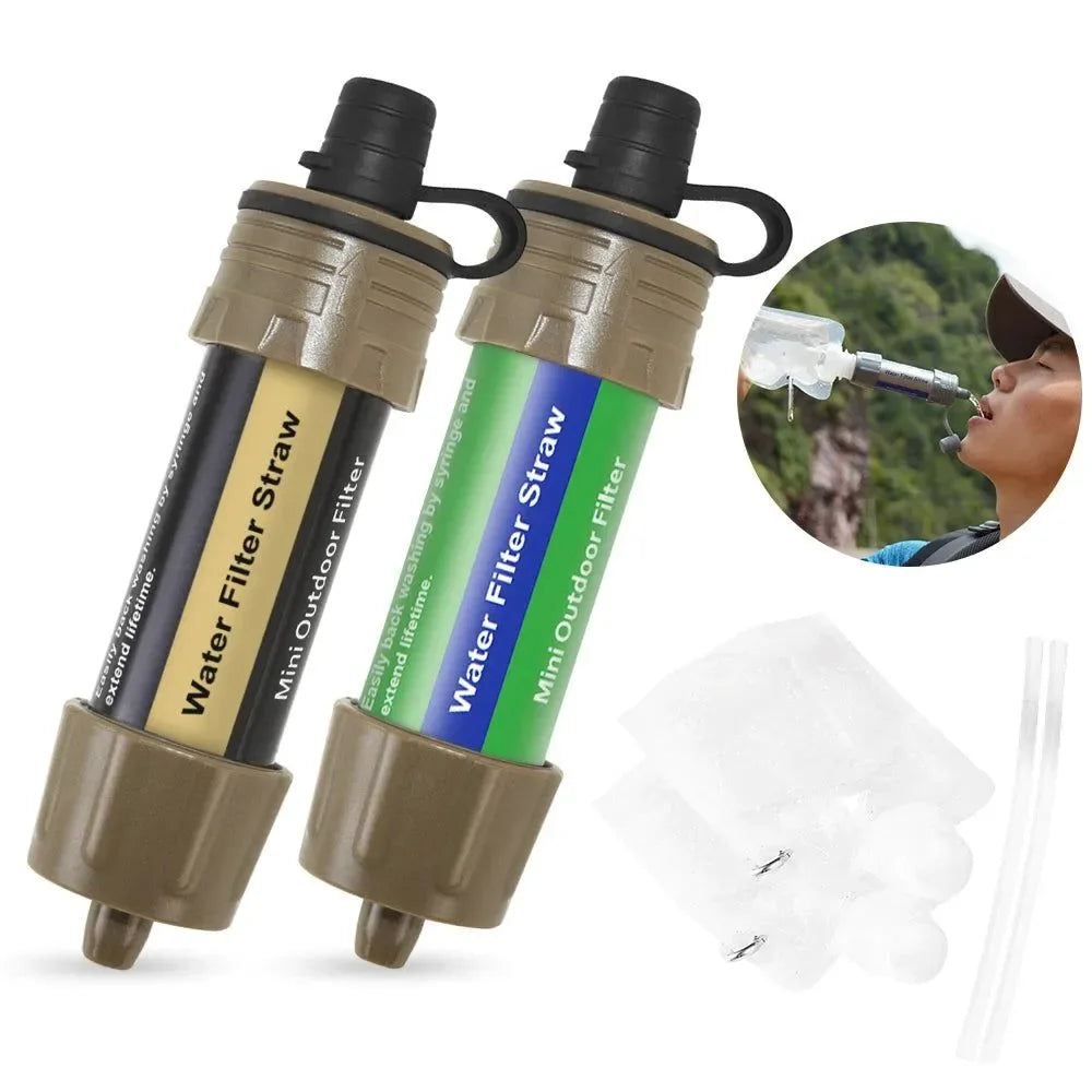 Outdoor Water Filter Straw - Emergency Water Drinking Purifier for Travel Camping Hiking - Trekker Essentials