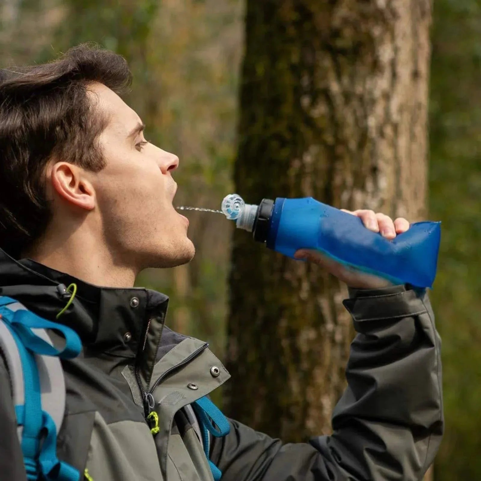 Outdoor Water Purifying Survival Water Filter Bottle - Essential Drinking Water Purifier for Backpacking, Emergency, Hiking, and Camping - Trekker Essentials