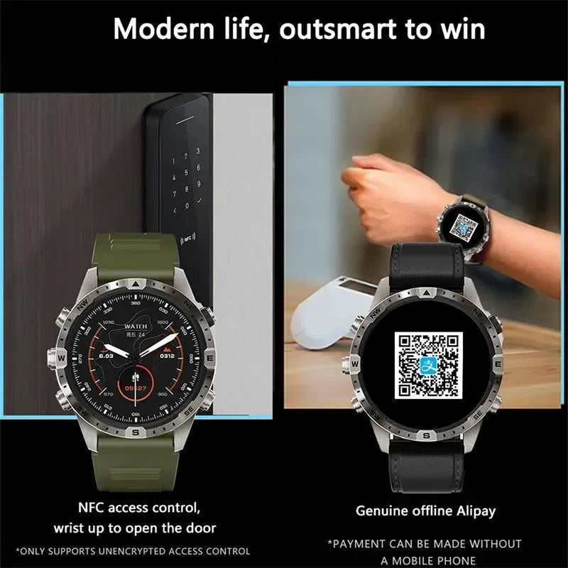 Outdoors Compass Smart Watch with GPS Tracker - 1.6 Inch AMOLED HD Screen, Bluetooth Call SmartWatch for Android iOS - Trekker Essentials