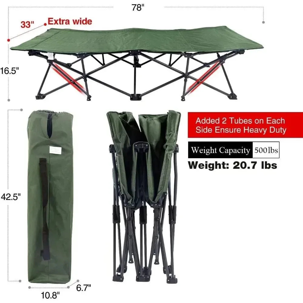Oversized Camping Cot for Adults 500lbs – Extra Wide and Tall Heavy Duty Portable Sleeping Cot - Trekker Essentials