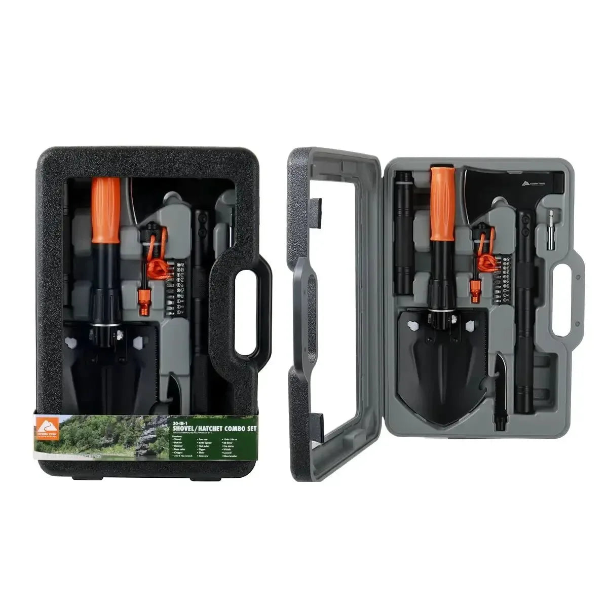 Ozark Trail 30-in-1 Survival Kit - Aluminum Handle Folding Shovel with Hard Case - Trekker Essentials