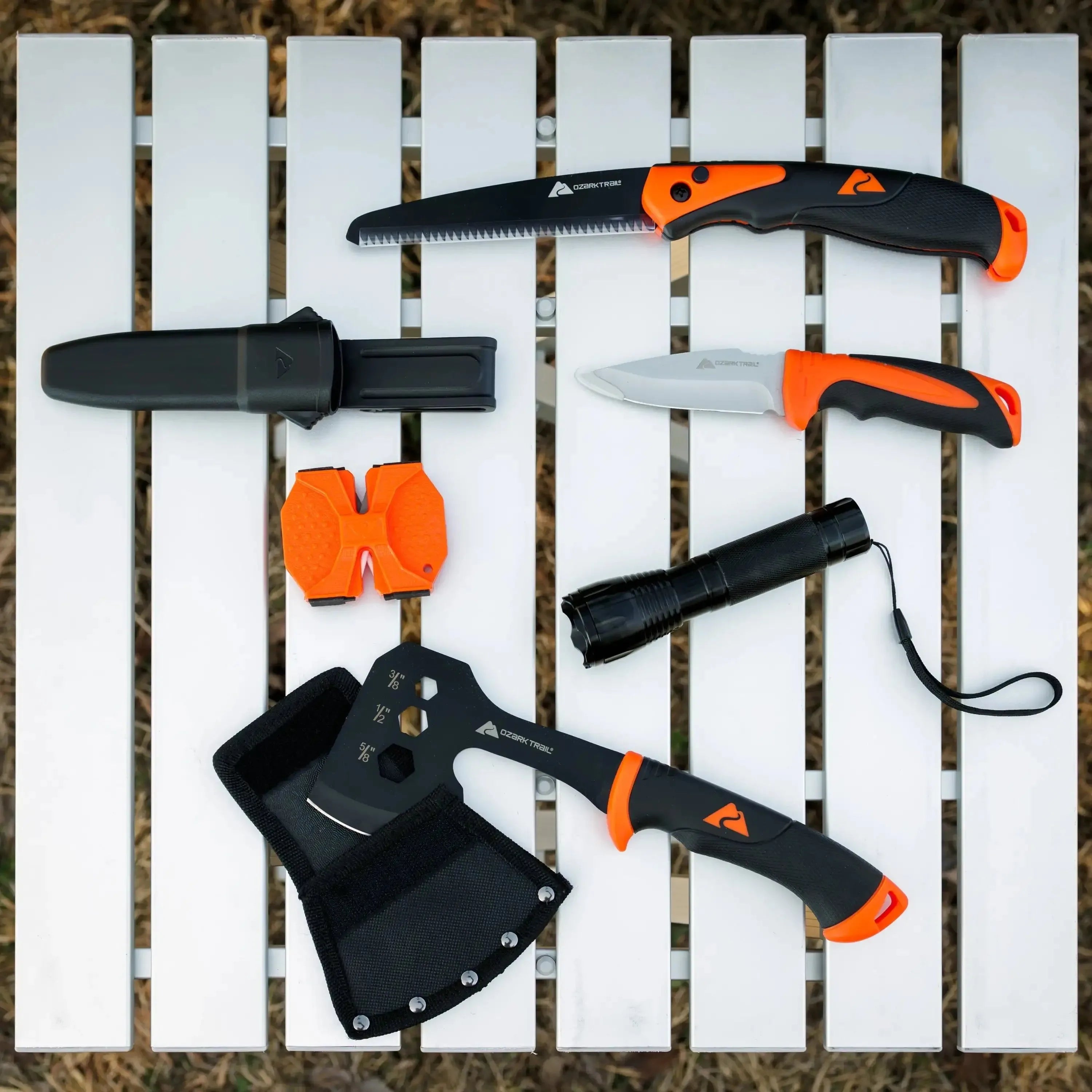 Ozark Trail 7-Piece Camping Tool Set – Complete Outdoor Survival Kit with Hammer, Axe & Flashlightcam - Trekker Essentials
