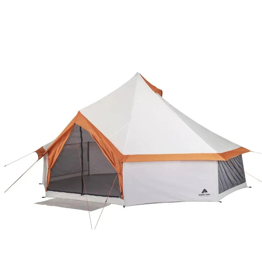 Ozark Trail 8 Person Family Yurt Tent - Spacious Double Layer Cabin Tent with Fiberglass Poles - Trekker Essentials